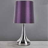 MND Stylish & Adorable Rimini Touch Lamp with Faux Silk Lampshade Bedside Sideboard Desk Table Lamp - Purple