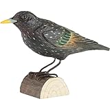 WILDLIFEGARDEN Wildlife Garden - DecoBird Starling (WG412) - Hand Carved Decorative Bird Figurine Made of Linden Wood - Medium-Sized European Birds Collection