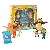 Giochi Preziosi Masha and the Bear – Set of 6 Characters from the Famous TV Series 5 to 7 cm Tall and 1 Exclusive Surprise Glow in the Dark for Children from 3 Years