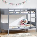 Junior Vida Gemini Bunk Bed Detachable Kids Children Single 3ft Bed Frame Pine Wood (Grey)