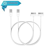 [2 Pack] Extra Long USB Cable for iPhone [ 4s, 4, 3Gs, 3G ] , iPad and iPod (nano, touch, Classic) - Sync & Charge - Compatible with All Models with old Dock connector - Length : 2M / 6.6ft