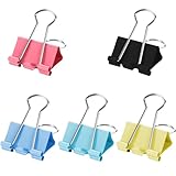 Binder Clips 41mm Colored Bulldog Clips Foldback Clips 12Pcs Large Swallowtail Clip File Money Paper Stationary Clamps for Office School Home Kitchen Shops