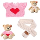 Build a Bear Clothes with Scarf, Teddy Bear Outfit for 20cm Plush Bears, Adorable Watermelon Red Heart Design, Perfect for Kids, Couples & Collectors