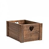Wickerfield Lovely Brown Wooden Crates With Heart Handles Storage Box Wooden Tray Wooden Shelves (Medium)