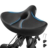 Oversized Peloton Bike Seat, Comfortable Bicycle Saddle Replacement for Men & Women, Extra Wide Saddle Compatible with Peloton, Echelon, Exercise, Electric, Cruiser Bikes (Blue)