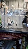 Starbucks Reusable 3 Hard Plastic Venti 24 oz Frosted Ice Cold Drink Cup with Lid and Green Straw w/Stopper