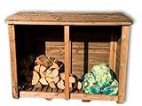 Heavy Duty Wooden Log Store – Weatherproof Firewood Storage Shed with Slanted Roof, Handmade Pressure Treated Redwood Log Holder, Outdoor Firewood Rack Delivered Fully Assembled