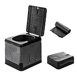ZENFUN Portable Camping Toilet, Foldable Toilet for Adults, Porta Potty with Thick Black Garbage Bag for Outdoor Emergency, Waterproof Luggable Loo, Hiking, Car, Travel