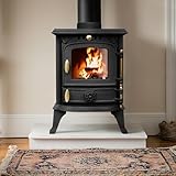 NRG Defra 4.5KW Cast Iron Multi Fuel Stove, High Efficiency Wood Burning Fireplace Heater - Free Standing Indoor Stove for Living Room & Bedroom