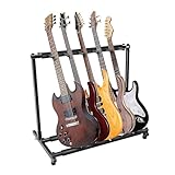 Holdfiturn Multi Guitar Stand 5 Holder Foldable Universal Guitar Rack Black Portable Guitar Holder Display Rack for Multiple Guitars Bass