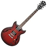 Ibanez Artcore 6 String Semi-Hollow-Body Electric Guitar, Right, Sunburst Red Flat, Full (AM53SRF)