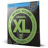 D'Addario Bass Guitar Strings - XL Nickel - EXL165-5 - Perfect Intonation, Feel, Durability - 5 String Set - 45-135 Regular Light Top/Medium Bottom 5-String, Long Scale