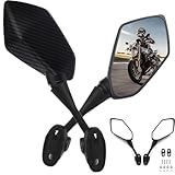Heart Horse Motorcycle Mirror Universal 2 Pack Motorcycle Rear View Mirror with Bracket, Rear Side Mirror, E-Mark Motorbike Mirrors 360-Degree Rotatable Diamond Pentagonal Rearview Mirror with Screws