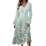 Athletic Dress for Women Women Elegant Long Sleeve Loose Plain Maxi Dresses Casual Long Dresses with Pockets Wedding Guest Dresses for Women (Green, XXL)