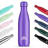 Mont-Clair l'O Stainless Steel Water Bottle, Vacuum Insulated - BPA Free, 12h Hot & 24h Cold Drinks, Metal Water Bottle 500ML Leakproof, Ideal for Adult, Kids, Running - Purple