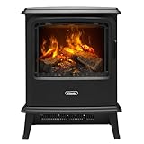 Dimplex Bayport Optimyst Water Vapour Electric Stove Fire, Real Flame Effect, Black Fireplace, Log Fuel Bed, 1000W/2000W Fan Heater, Energy Efficient Flame Only, Adjustable Thermostat, Remote Control