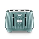 De'Longhi Ballerina Toaster, 4 Slot Toaster, Reheat, 5 Browning Settings, Defrost and Cancel Functions, Pull Crumb Tray, CTD4003.GR, 1800W, UK PLUG, Green