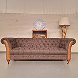 Candytuft 3-Seat Harris Tweed Sofa – Grey Wool & Cerato Leather