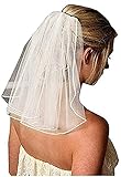 CICILIAYA Bridal Veil Pearl Veils Wedding Vails Women's White Ivory Short Veils with Comb for Brides Shower Hen Party Chucky Costume Dress Up Gift Prom Halloween Girls First Communion (Ivory)