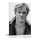 LINTEZHG Robert-Redford Black White Poster Decorative Painting Canvas Wall Art Living Room Poster Bedroom Painting, Wall Art Picture Print Modern Family Room Decor 12 x 18 Inches (30 x 45 cm)