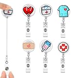Fransande-Nurse Badge Reels, 6PCS Medical ID Badge Holder Retractable Nursing ID Badge Reels Cute Lanyard Clip for Nurses Doctor Medical Studen Work Gifts