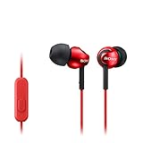 Sony MDREX110APR.CE7 Deep Bass Earphones with Smartphone Control and Mic - Metallic Red