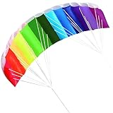 Nicoone Rainbow Kite for Children and Adults - Soft Stunt Sport Parafoil With 30M/100FT Rope, Dual Line - Outdoor Seaside Beach Toy 1.4M