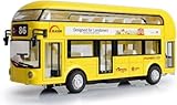 novaease Yellow London Bus Model, Classic Bus Metal Luxury, Pullback, Doors Open & Close