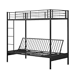 Multigot Metal Bunk Bed, Convertible to Sofa Couch, Metal Slatted Single Loft Bed Frame with Ladder, Safety Guardrails and Under-Bed Storage, Space-Saving High Beds Twin Sleeper Beds for Adults Teens