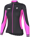 FDX Womens Thermodream Cycling Jersey Full Sleeve Thermal Roubaix Cycling Jacket (Black/Pink, Large)