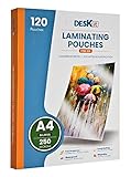 Deskit Extra-Strong Laminating Pouches, A4 Gloss, 250 Microns, 120 per Pack. Create Clear and Durable Presentations - Extra-Strong for Long-Lasting Documents