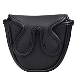 Big Teeth Golf Mallet Putter Head Covers Centre Shaft Club Head Protector Magnetic Closure Fit for Odyssey Taylormade(Black)