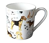 Dog Chintz Pint Mug - Bone China Mug Decorated All Round with Fun Dog Chintz