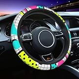 Fashion 80s Pattern Steering Wheel Cover Universal 15 Inch Advanced Anti Slip Elastic Breathable Car Steering Wheel Accessories
