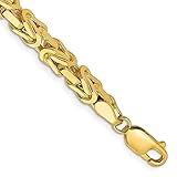 Solid 14ct Yellow Gold 5.25mm Byzantine Chain Bracelet for Men Women
