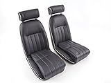 FK Oldtimer Car full bucket seats Set Classic 4 black/white with headrest including running rails