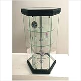 Glass Revolving Display Case with LED Lights and Lockable Door Ideal for Retail Stores and Collectibles