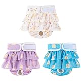 3PCS Female Dog Nappies, Reusable Premium Puppy Napies, Washable Leak Proof Dogs Diapers, Highly Absorbent in Heat Pants for Female Dog Incontinent Menstruating