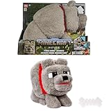 Mattel Minecraft Dennis the Wolf Plush Toy with Feeding Action & Sound, Food Mode Stuffed Animal Inspired by A Minecraft Movie, JDW26