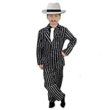 CHILDS 1920's GANGSTER FANCY DRESS COSTUME - BLACK PINSTRIPE SUIT - JACKET
