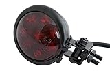 Alchemy Parts Motorcycle Stop Tail Light LED Rear Brake Lamp Red Lens for Cafe Racer Scrambler Custom Chopper Bike Gloss Black