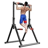 DOBESTS Foldable Power Tower Dip Station Pull Up Bar Free Stand Multifunctional Gym Workout Frame for Home Strength Training Outdoor Indoor, Triangle Legs,700 lbs