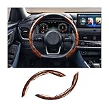 JNNJ 2 Pieces Car Steering Wheel Covers, Segmented Steering Wheel Covers Interior Accessories, Steering Wheel Cover Mahogany Wood Effect, Universal for Car Van Truck Lorry Protector(Brown)