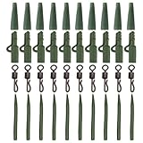 Carp Fishing Kit, Anti Tangle Sleeves Tail Rubber Quick Change Swivels Carp Fishing Rigs Making Tackle (Green 40Pcs)