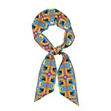 WBQLSL numerical jigsaw puzzle Patterned silk scarf, fashionable tie, suitable as a headscarf, scarf, or handbag accessory