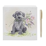 The Leonardo Collection Paper Shed Design Dog With Flowers Memo Pad & Pen For Notes | Daily Memo For Office Use As 2025 Diary | Ideal Journals For Women & Men | Lovely Journal For 2025 Planner