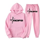Hoodies and Tracksuits Tracksuit Men Pullover Casual Tops and Sports Pants NOFS Letter Print Loose Hoodies and Sweatpants Y2K for Men Hip Hop Streetwear (2 Piece Suit)-Pink||S