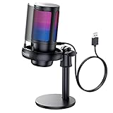 COCONISE Gaming Microphone, USB PC Mic for Podcasts Videos, Streaming, Condenser Mic with Quick Mute, Tripod Stand, Pop Filter, RGB Indicator, Shock Mount, Rotate gain button, Compatible with PS4/5/PC