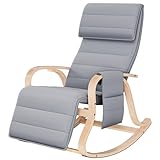 FirFurd Rocking Chairs for Adults, Nursery Rocking Chair, Relax Lounge Armchair with Headrest and Adjustable Footrest for Bedroom Living Room Grey 65x86x100cm