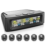 Avutrel TPMS Tyre Pressure Monitoring System for HGVs, Caravans, Coaches, Motorhom, 6 Wheel Sensors, 9.9bar/144psi Max Pressure & Temperature Monitoring (Upgraded for Commercial Vehicles)